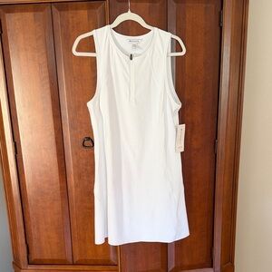 Athleta White Sleeveless Zip Tunic Dress